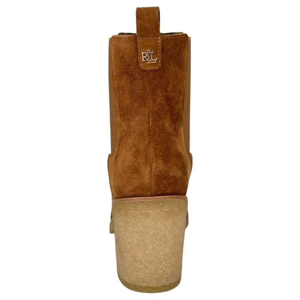 Lauren Ralph Lauren Marianna Tan Suede Leather Womens Ankle Boots Size 9.5M - Picture 4 of 14